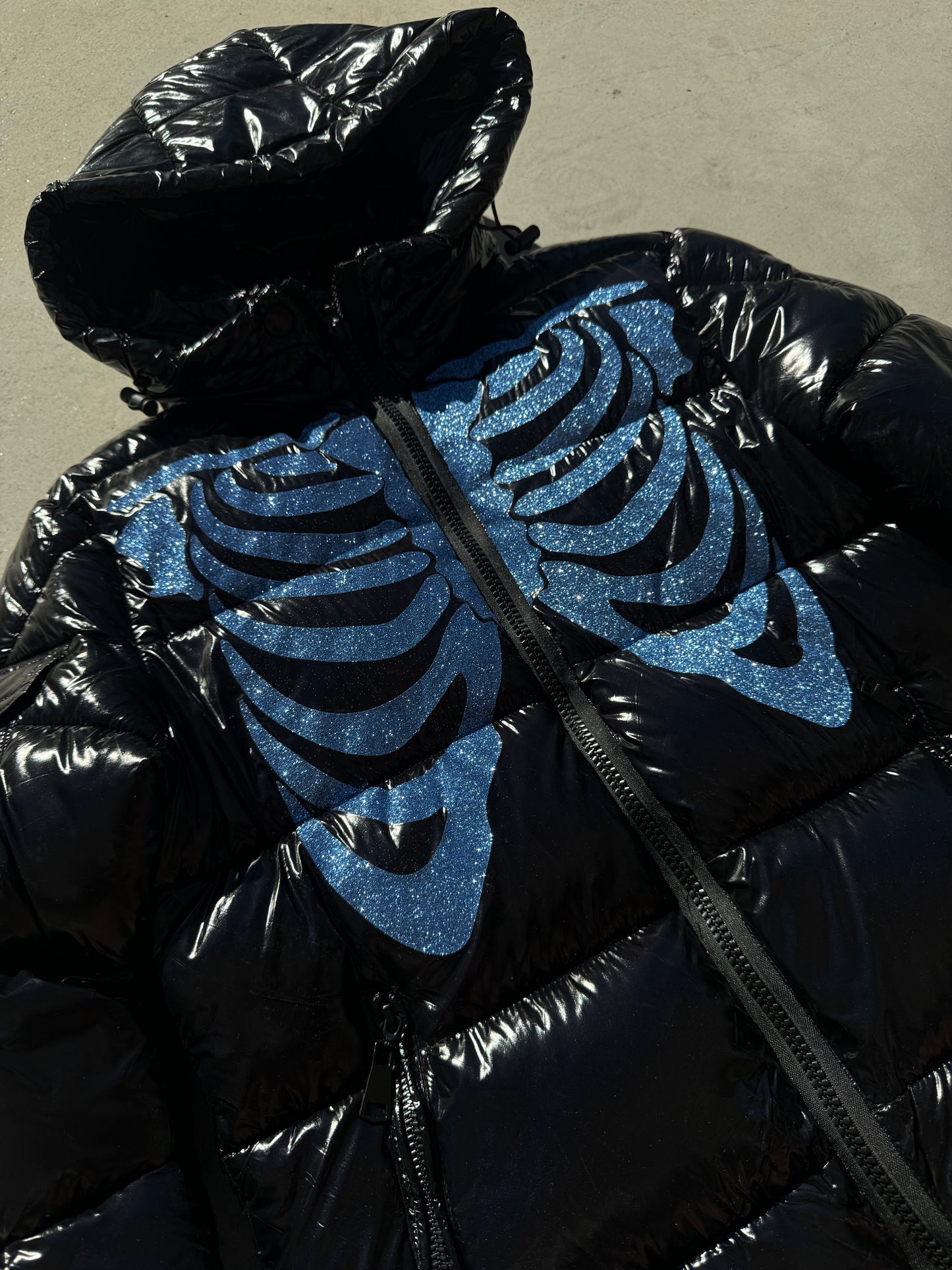 Black Shiny Vest - Skull Glitter