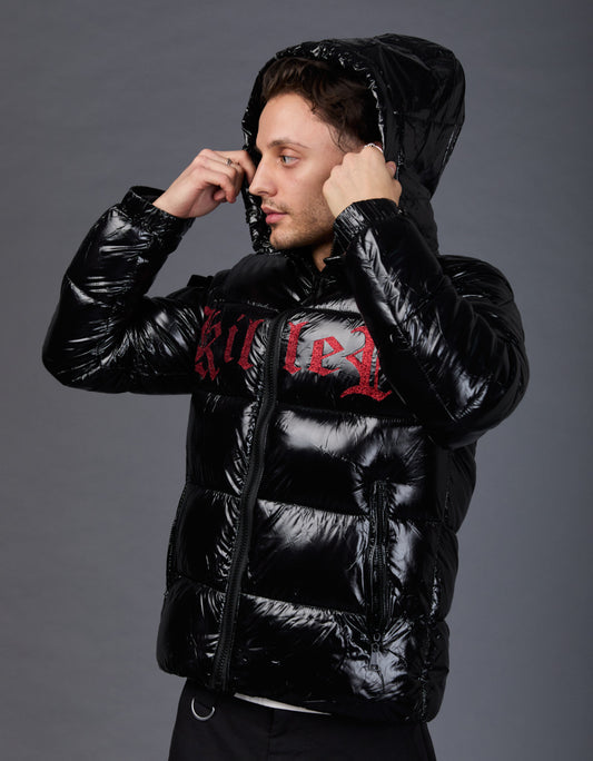 Black Shiny Jacket - Killer Glitter Red