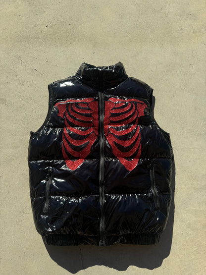 Black Shiny Vest - Skull Glitter