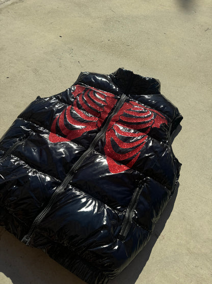 Black Shiny Vest - Skull Glitter
