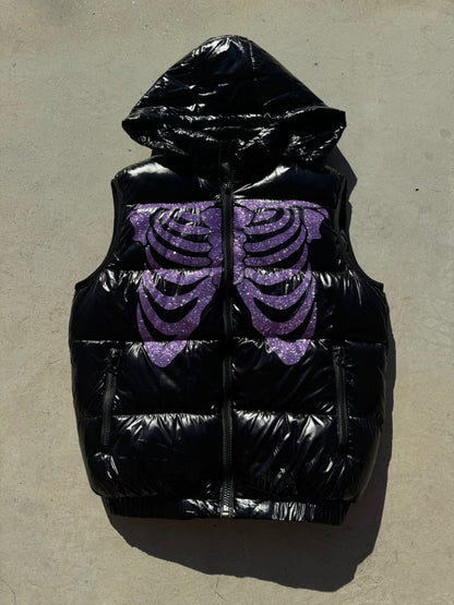 Black Shiny Vest - Skull Glitter