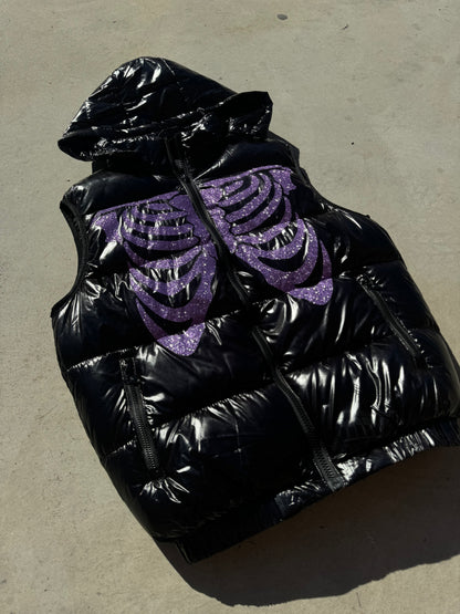 Black Shiny Vest - Skull Glitter