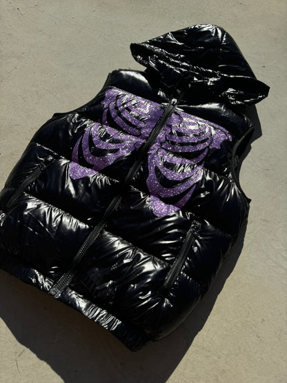 Black Shiny Vest - Skull Glitter