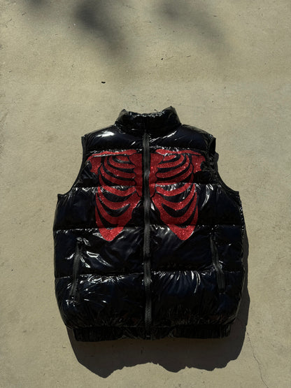 Black Shiny Vest - Skull Glitter