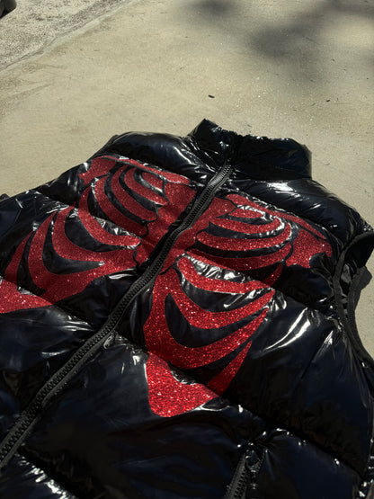 Black Shiny Vest - Skull Glitter