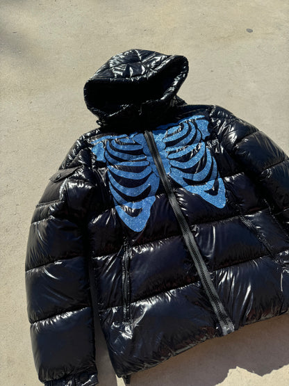 Black Shiny Jacket - Skull Glitter