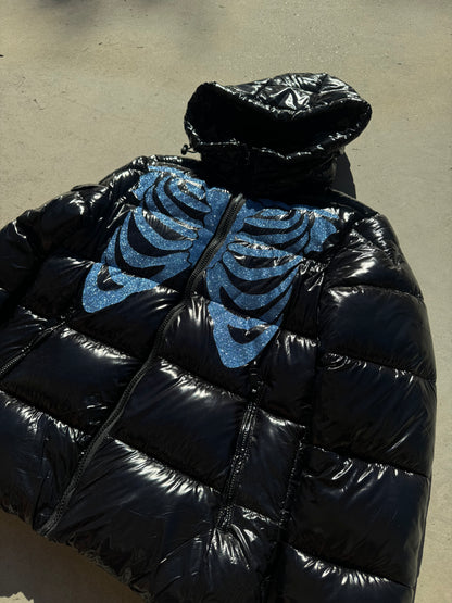 Black Shiny Jacket - Skull Glitter