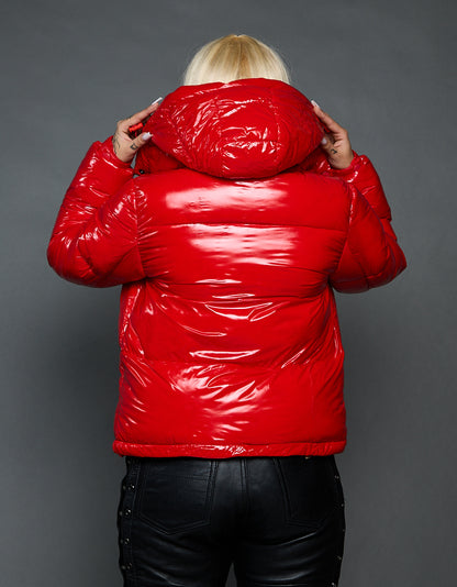 Red Shiny Jacket - Stripes (woman)