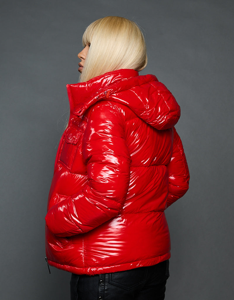 Red Shiny Jacket - Stripes (woman)
