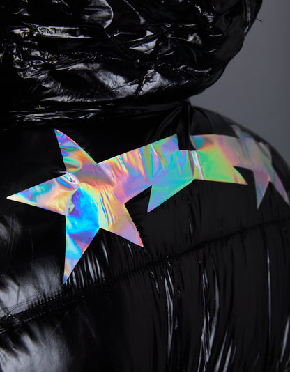 Black Shiny Jacket - Star Holographic