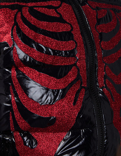 Black Shiny Jacket - Skull Glitter