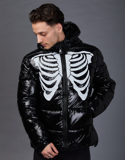 Black Shiny Jacket - Skull Glitter
