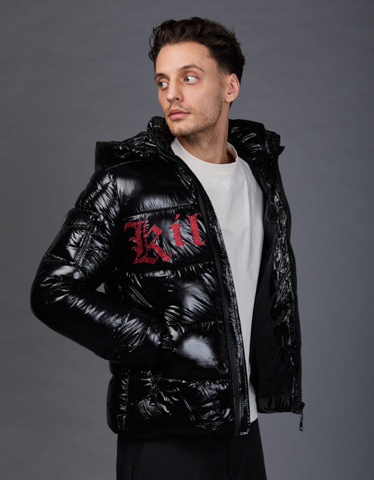 Black Shiny Jacket - Killer Glitter Red