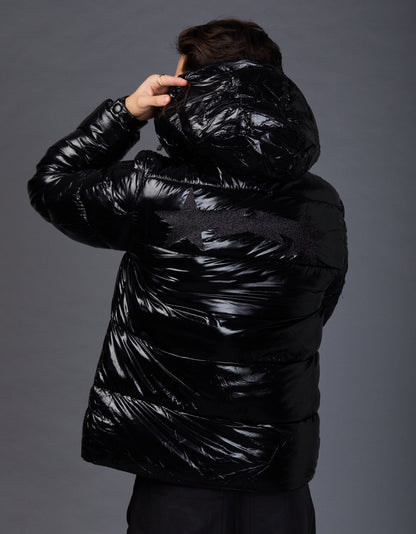 Black Shiny Jacket - Star Glitter Black