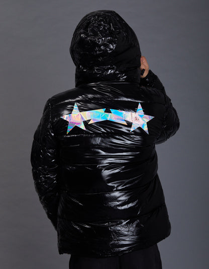 Black Shiny Jacket - Star Holographic