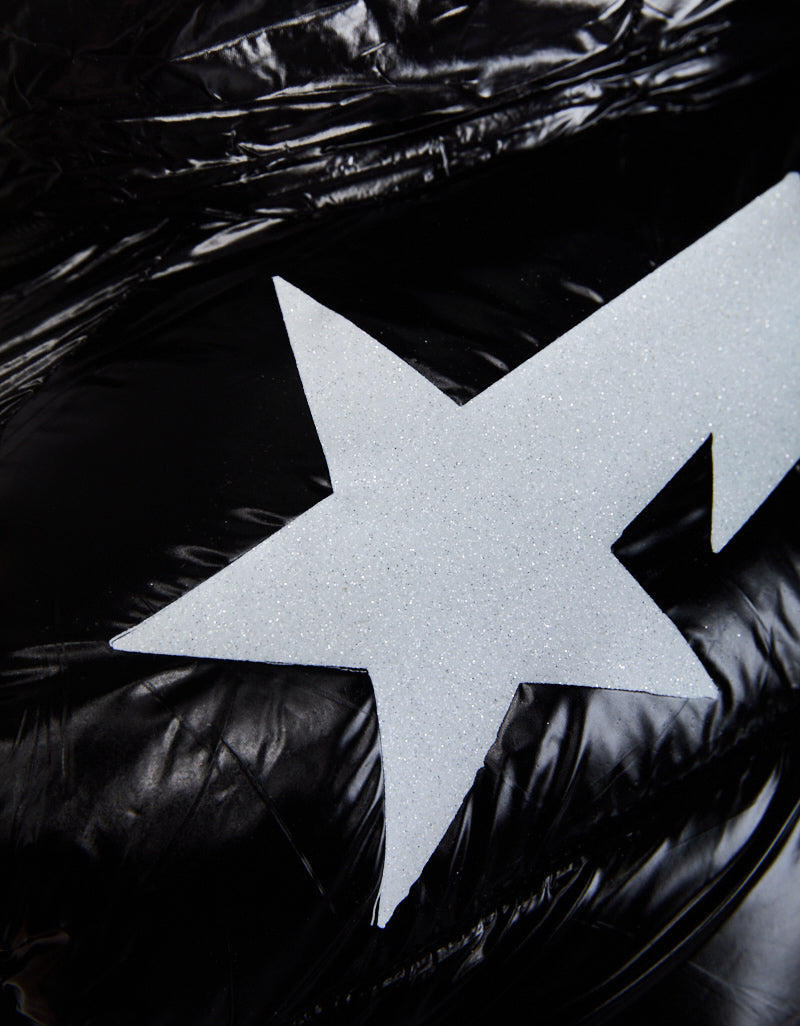 Black Shiny Vest - Star White Glitter