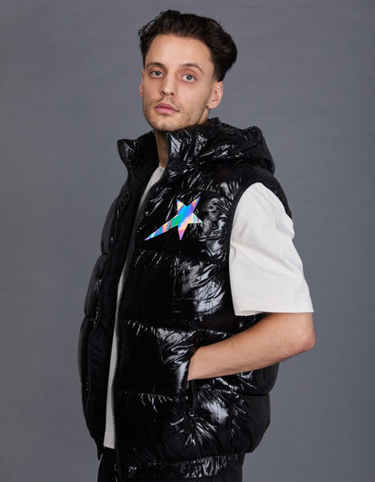 Black Shiny Vest - Star Holographic