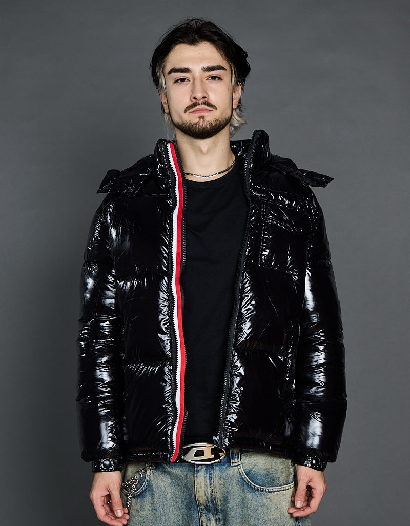 Black Shiny Jacket - Stripes (man)