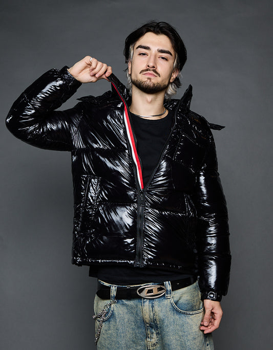 Black Shiny Jacket - Stripes (man)