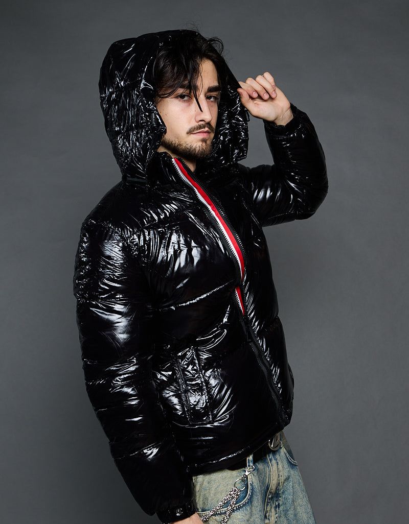 Black Shiny Jacket - Stripes (man)