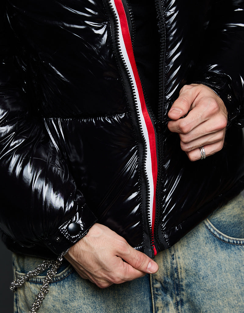 Black Shiny Jacket - Stripes (man)
