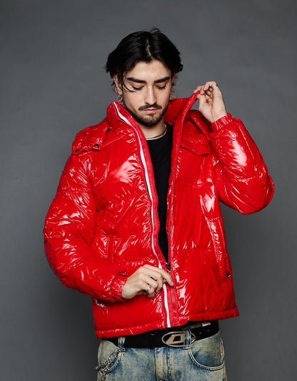 Red Shiny Jacket - Stripes (man)