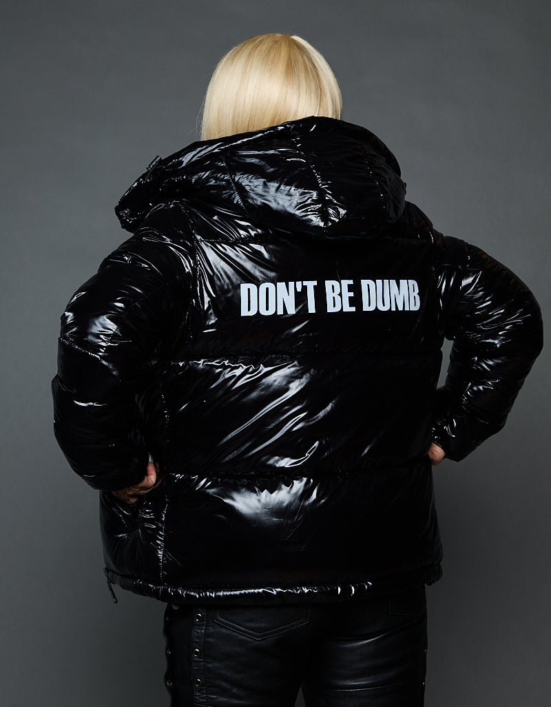 Black Shiny Jacket - Don't be dumb (woman)
