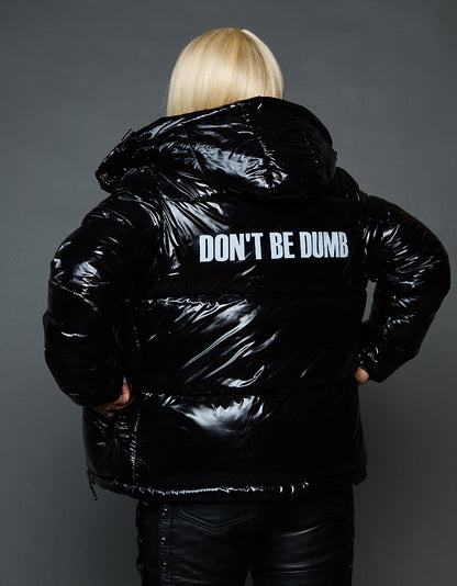 Black Shiny Jacket - Don't be dumb (woman)